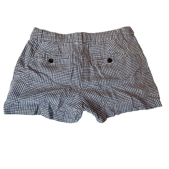 Banana Republic Womens Gingham Shorts Mid Rise Tie Waist LIN Cotton Blue White 4 - Picture 2 of 8